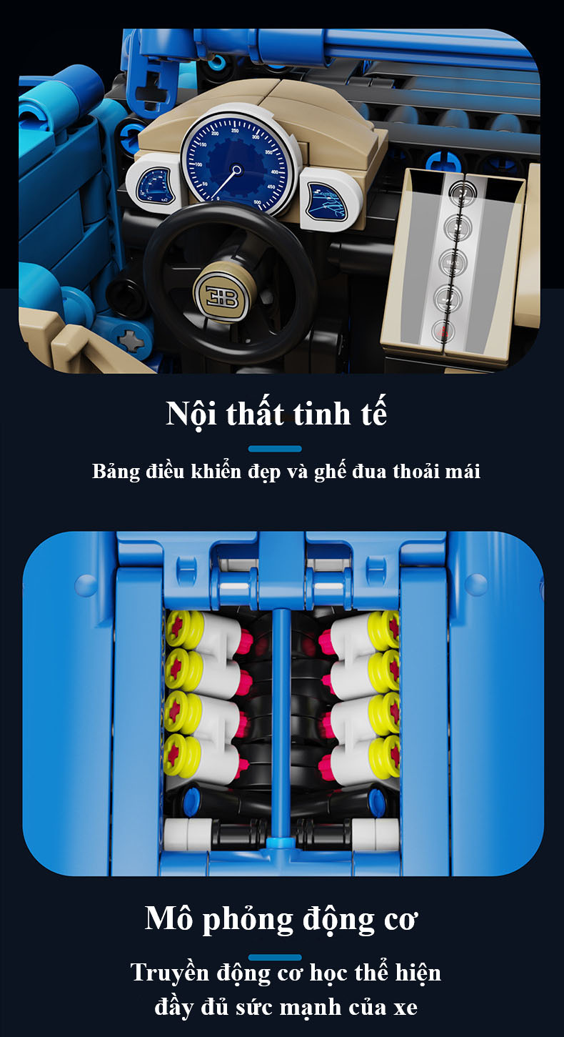 Đồ Chơi Lắp Ghép Technic Bugatti Với 1355 Chi Tiết, Đồ Chơi Mô Hình Siêu Xe Bugatti Tỷ Lệ 1:14 Điều Khiển RC, Đồ Chơi Điều Khiển Từ Xa Xe Ô Tô Bugatti Tay Cầm RC - Chính Hãng BABYBOSS.
