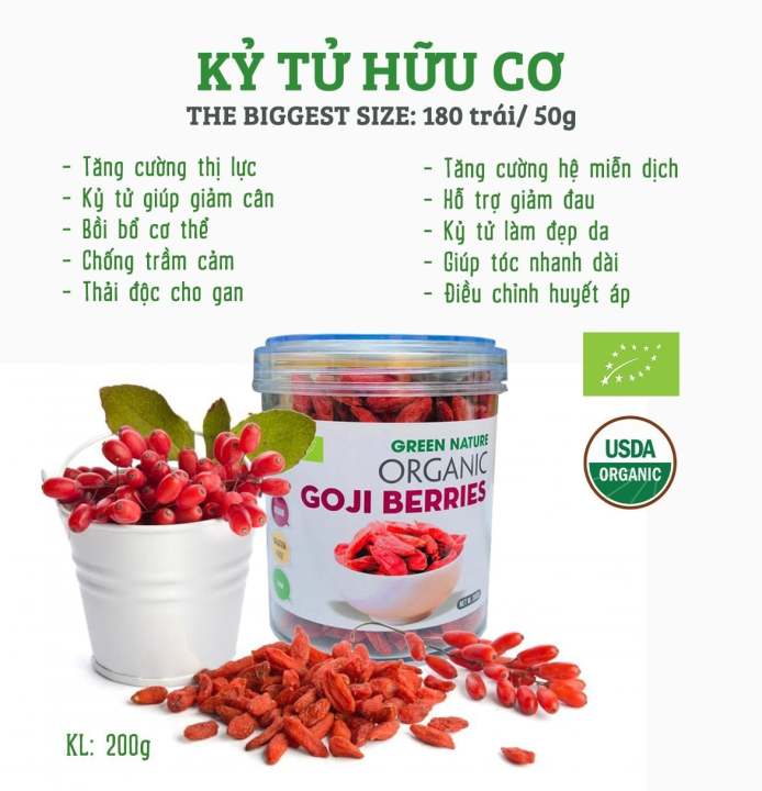 Kỷ tử hữu cơ Goji Berry Organic 200gr - Green Nature