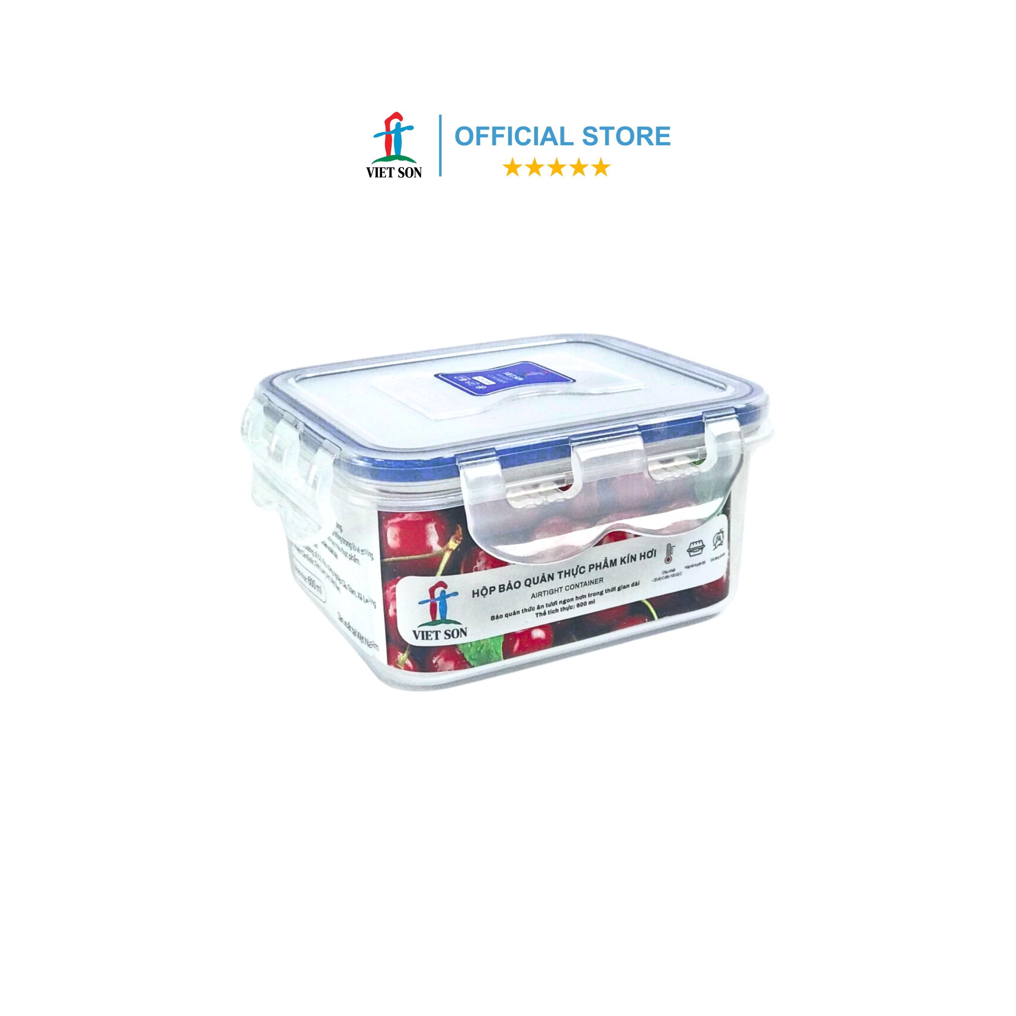 [TẶNG KHAY RÁO NƯỚC] Bộ 2 Hộp Đựng Thực Phẩm VIETSON 600ml Nắp Khóa 4 Cạnh Kín Hơi