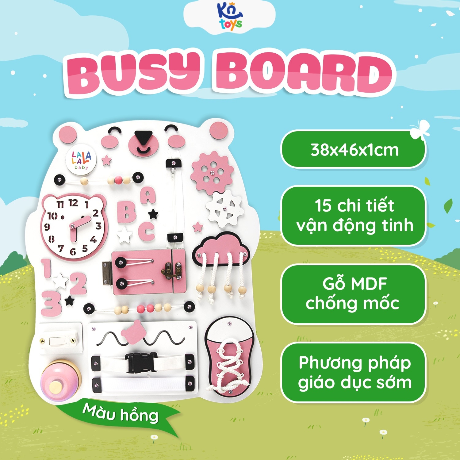 Đồ Chơi Giáo Dục - Bảng Bận Rộn Busy Board Rèn Luyện Vận Động Tinh Cho Bé Từ 12 Tháng Tuổi - Lalala Baby