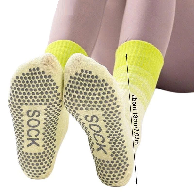 Tất / Vớ Chân Cao Cổ Nữ 15,9K Freesize Tập Yoga Pilates Len Co Giãn Đính Hạt Silicon Chống Trơn Trượt (Cao Cổ Kẻ Sọc)