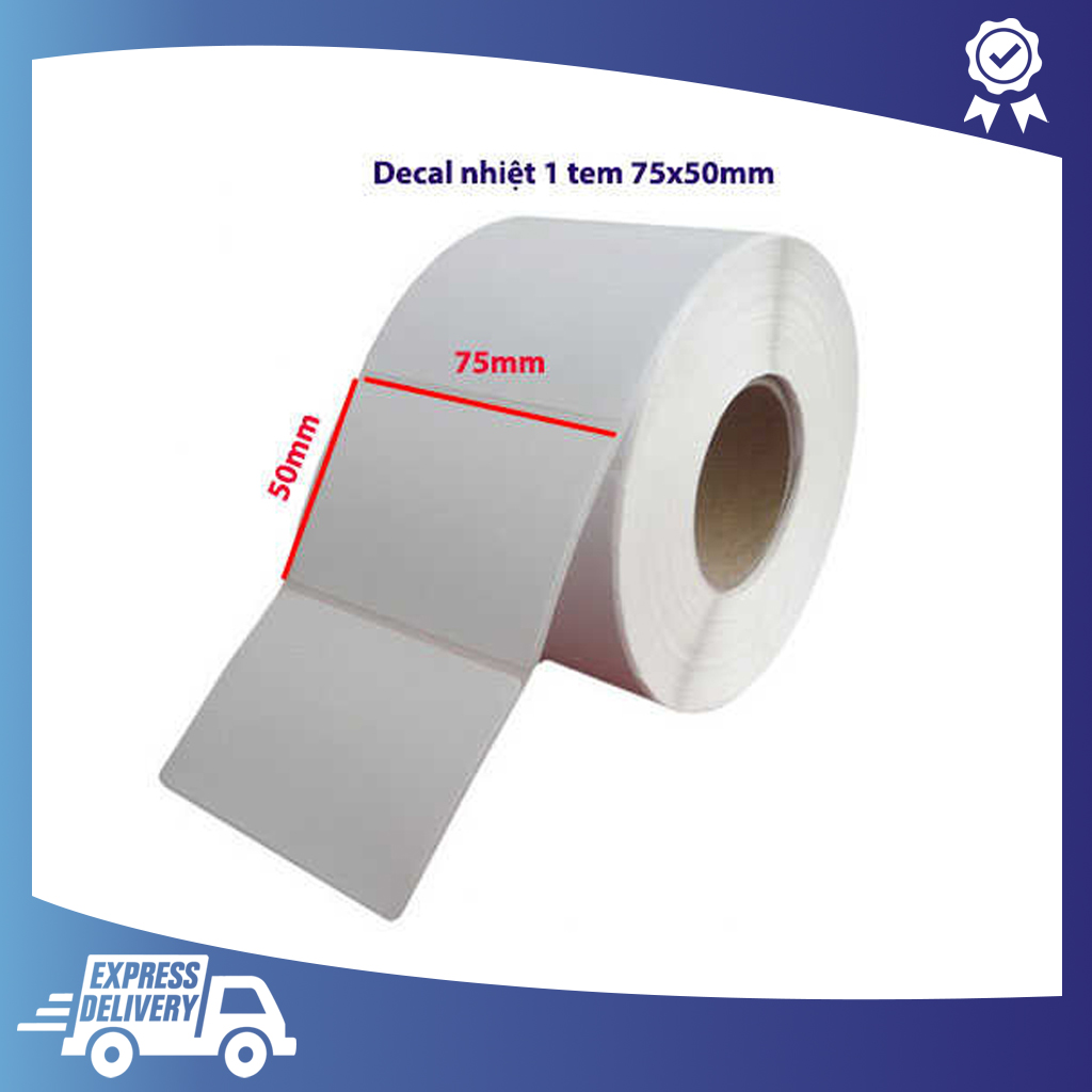 Giấy in tem decal nhiệt in đơn GHTK 75x50 mm (cuộn 30m)