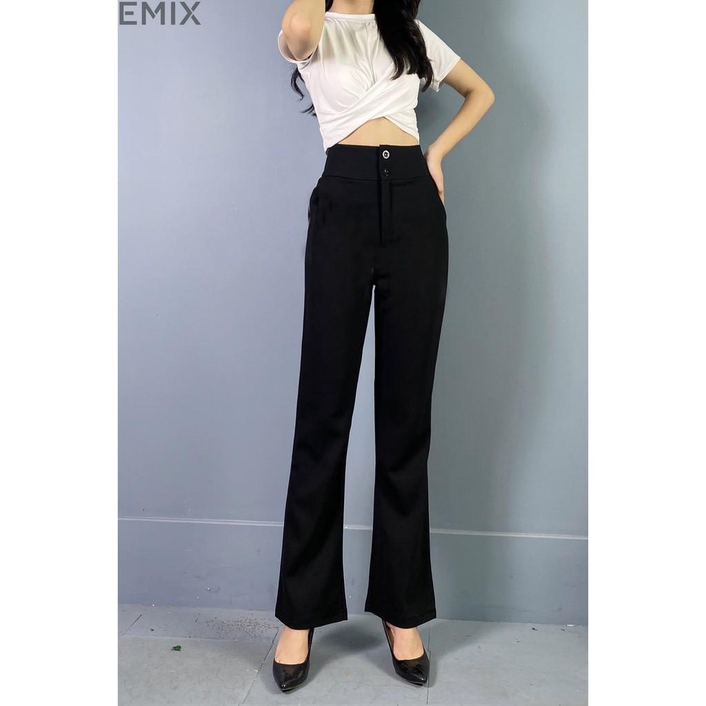Quần tây nữ ống loe EMIX , dáng dài 100cm, ống suông và loe, cạp cao, cạp 2 biên 7cm, vải tuyết mưa mềm mịn