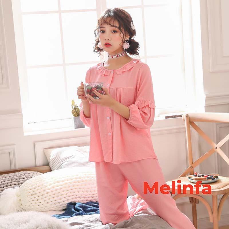 Bộ đồ ngủ nữ cao cấp không nhăn, bộ Pyjamas mặc nhà tay lửng, quần dài vải Tencel lụa phong cách trẻ trung mã VABD0198