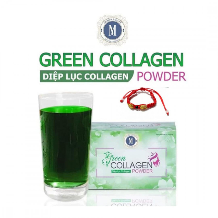 Thực Phẩm Bảo Vệ Sức Khỏe Diệp lục Collagen (Green Collagen Powder) + Tặng kèm Vòng Phong Thủy - đẹp da, chống lão hóa, cân bằng nội tiết