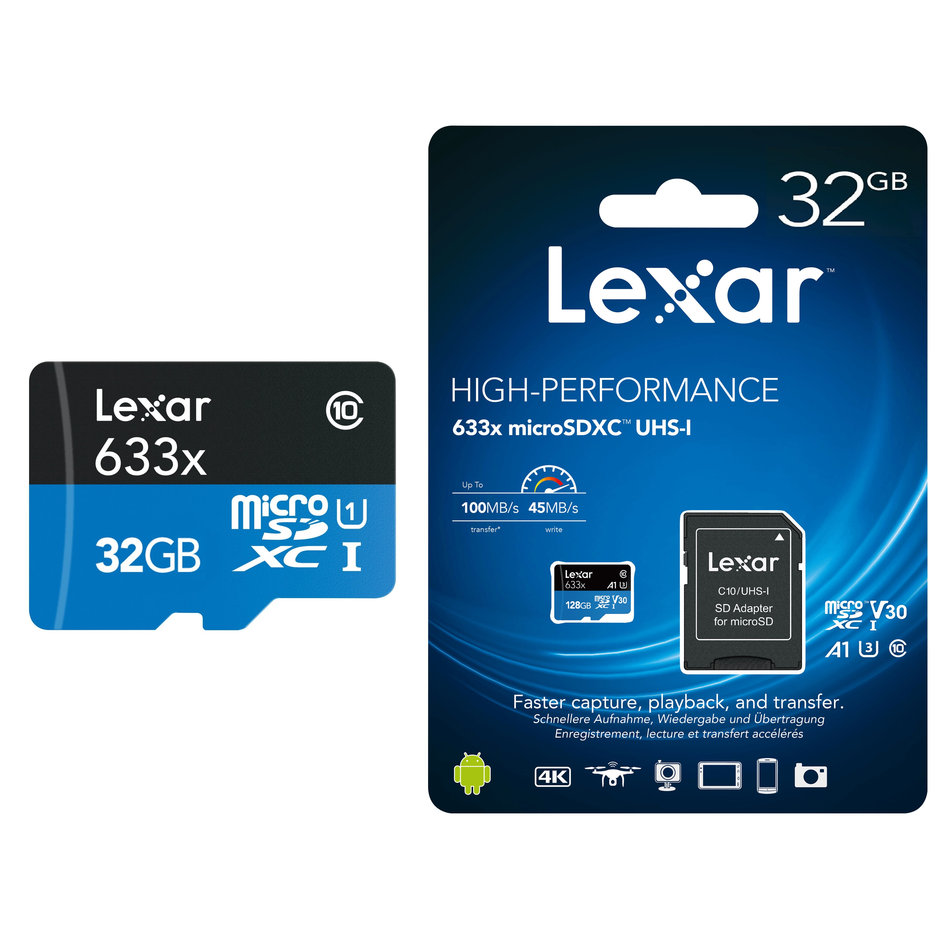Thẻ Nhớ 32Gb Lexar 32GB MICRO  633X Tốc Độ 100mb/s Tặng Adapter - Hàng Chính Hãng