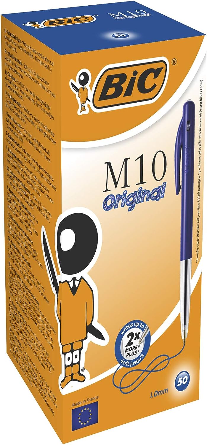 Bút bi dáng đẹp ngòi siêu êm BIC M10 Original Ballpoint Pens, cỡ ngòi 1.0mm, Hàng chuẩn Pháp, 1 cây màu xanh dương