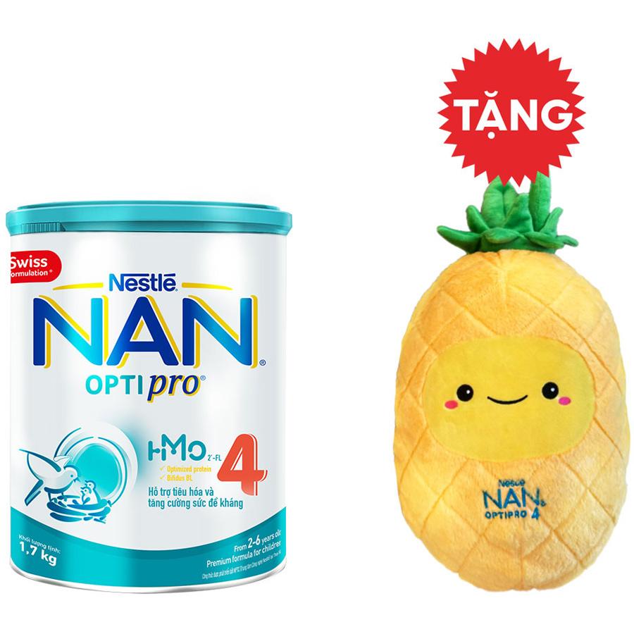 Sản phẩm dinh dưỡng công thức Nestlé NAN OPTIPRO 4 lon 1700g - Tặng Gối trái thơm