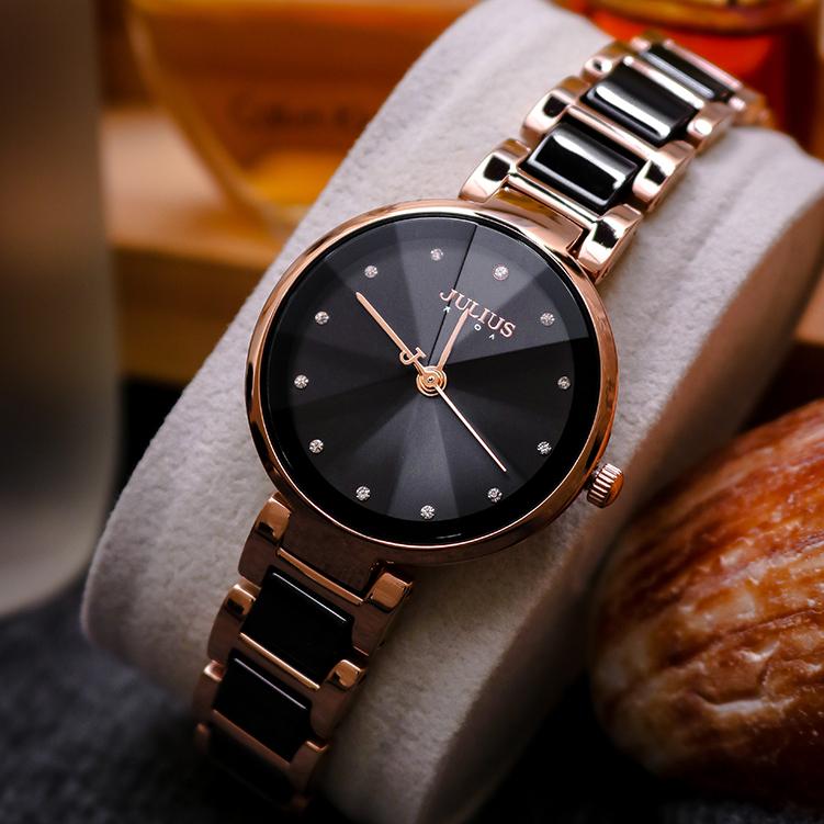 Đồng Hồ Nữ Chính Hãng Julius Cao Cấp Dây Thép Kim Loại Chống Nước Kính Khoáng Đường Kính 30mm JA-1209D