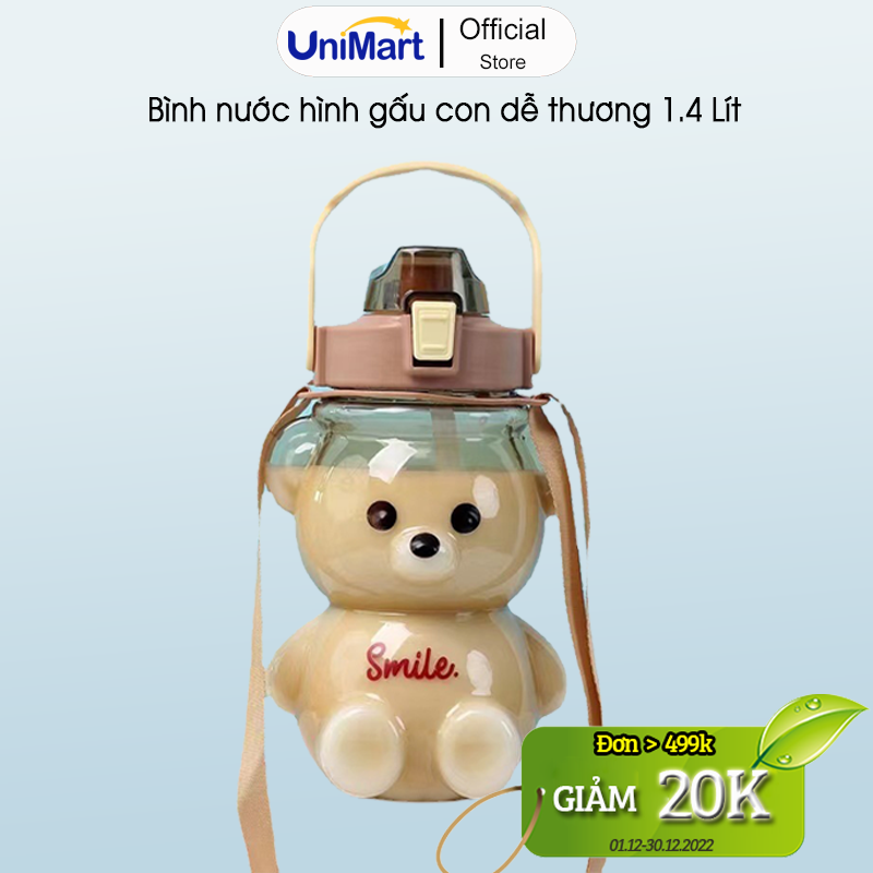 Bình Nước Bằng Nhựa Hình Gấu Hàn Quốc SMILE 1,4 Lít