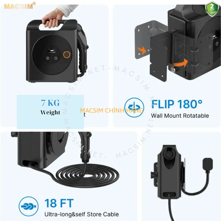 Sạc ô tô điện Mercedes-Benz EQS - Sạc tại nhà - di động cao cấp 3,68KW (6-16A) chính hãng Macsim