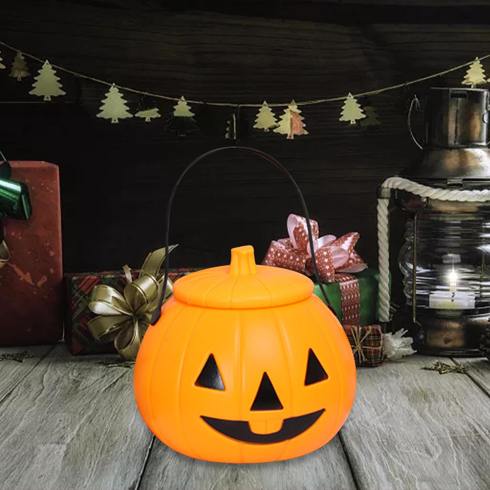 Halloween Pumpkin Bucket Harvest Fall Decor Gift Box Jar Candy Bucket Holder