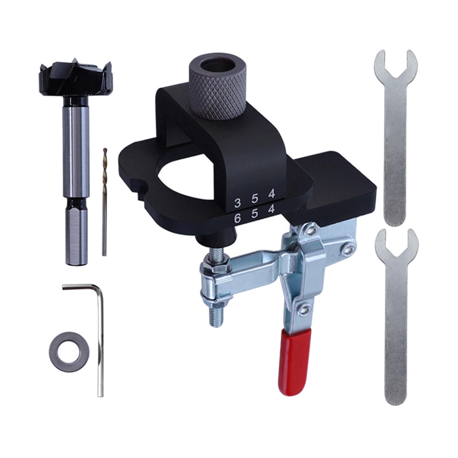 35mm Woodworking Hole Opener Hinge Jig Kit for Door Cabinet Hole Punching