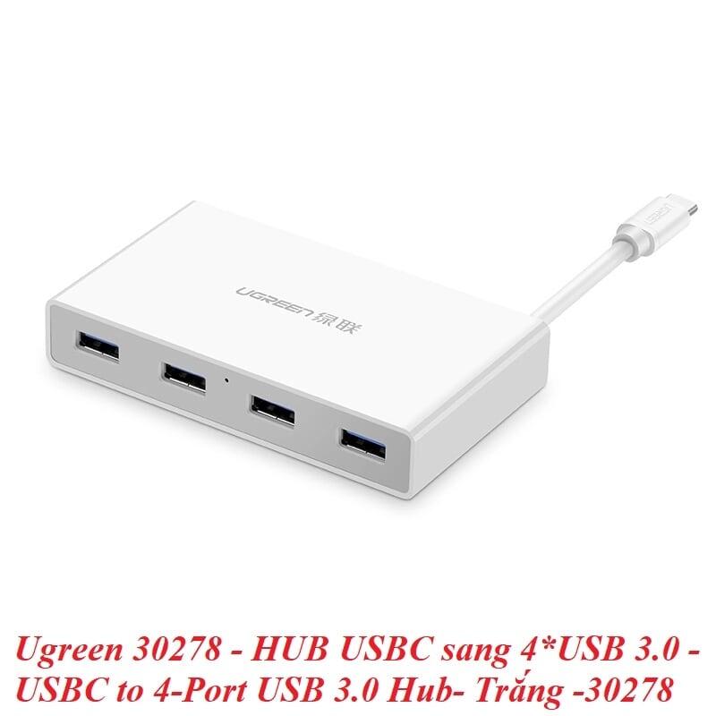 Ugreen UG30278US149TK Màu Trắng Bộ chuyển đổi TYPE C sang 4 USB 3.0 bọc nhựa ABS - HÀNG CHÍNH HÃNG