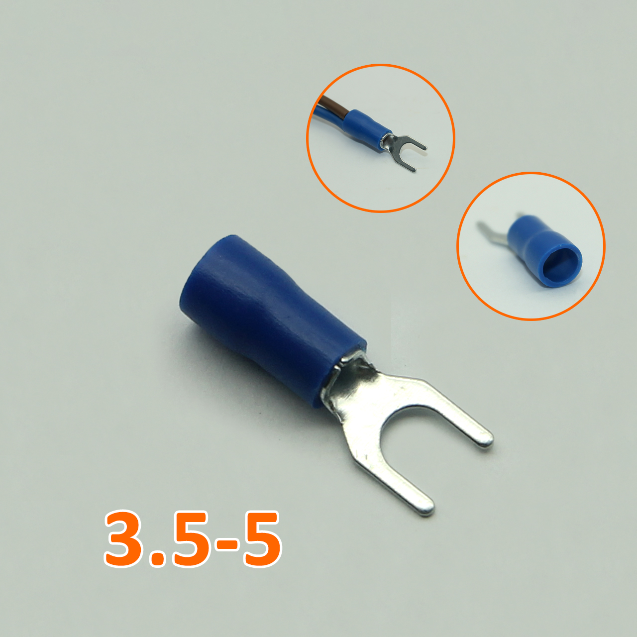 Túi 100 đầu cos chĩa chữ Y SV 3.5-5 bọc nhựa xanh