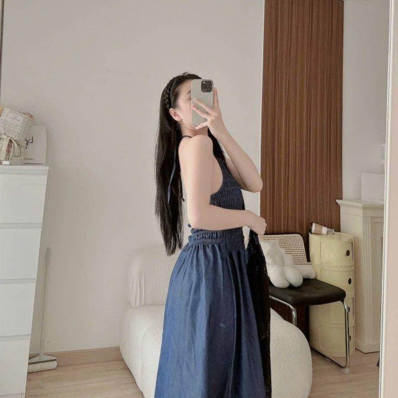 SET ĐẦM CỔ YẾM DEMIN NHÚN PHỐI ÁO KHOÁC REN ĐEN
