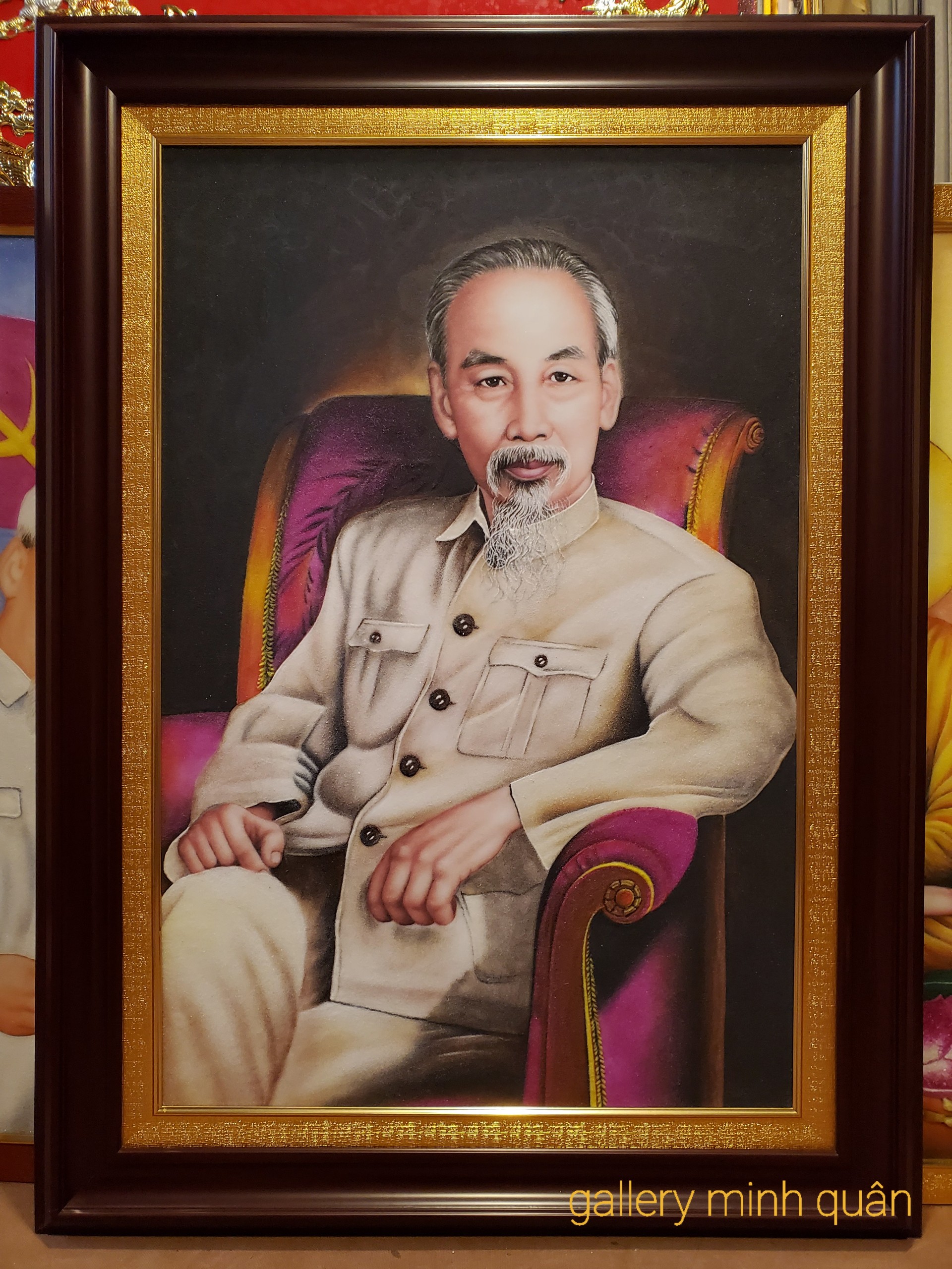 Tranh đá tự nhiên - Bác Hồ ngồi ghế Sofa chụp trong điện kremlin MOSCOVA THÁNG 10-1957