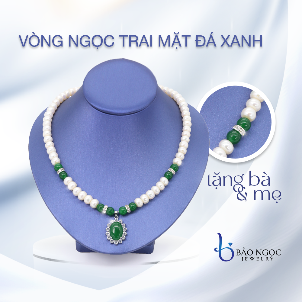 Chuỗi Ngọc Trai Nuôi Nước Ngọt Tự Nhiên Kết Hợp Đá Mã Não - DB1910 - Bảo Ngọc Jewelry