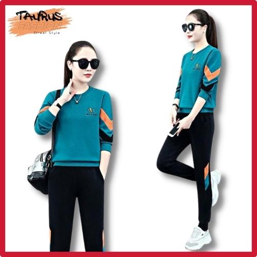 Bộ Thể Thao Tay Dài Nữ, Thun Cotton TAURUS FASHION, Áo Bo Gấu Giấu bụng, Che Khuyết Điểm, Tôn Dáng