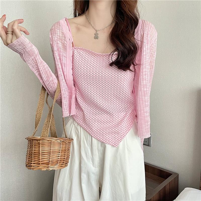 MS531 Áo 2 dây vạt chéo thun xốp hoạ tiết