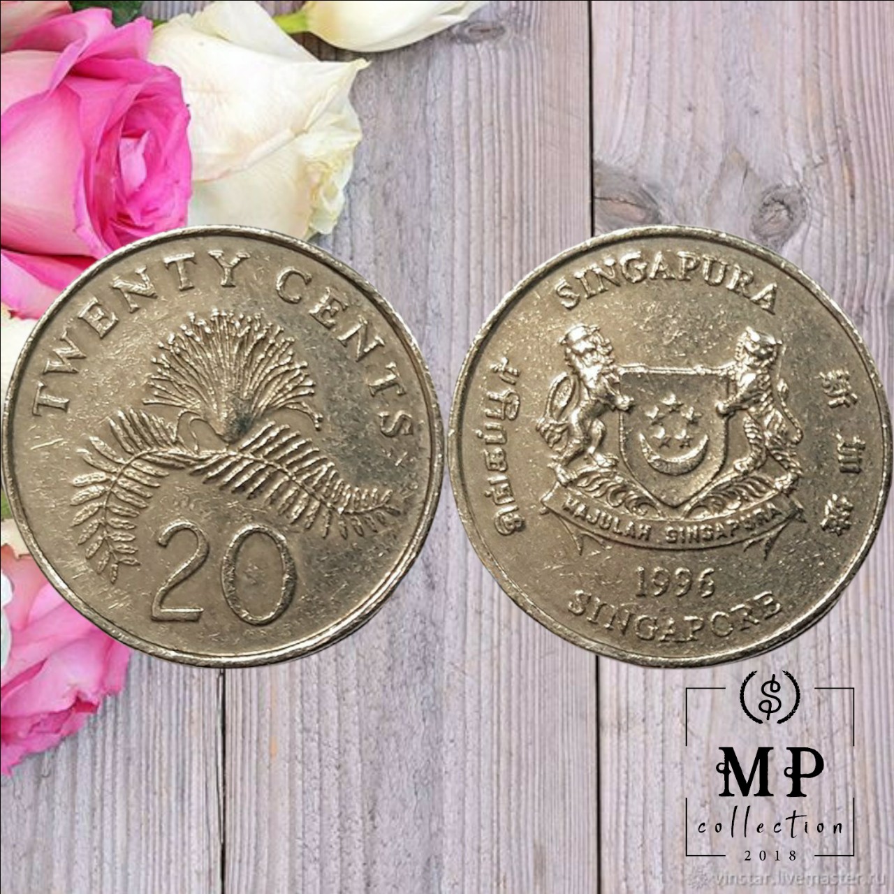 Đồng xu 20 Cents Singapore 1992-2012.