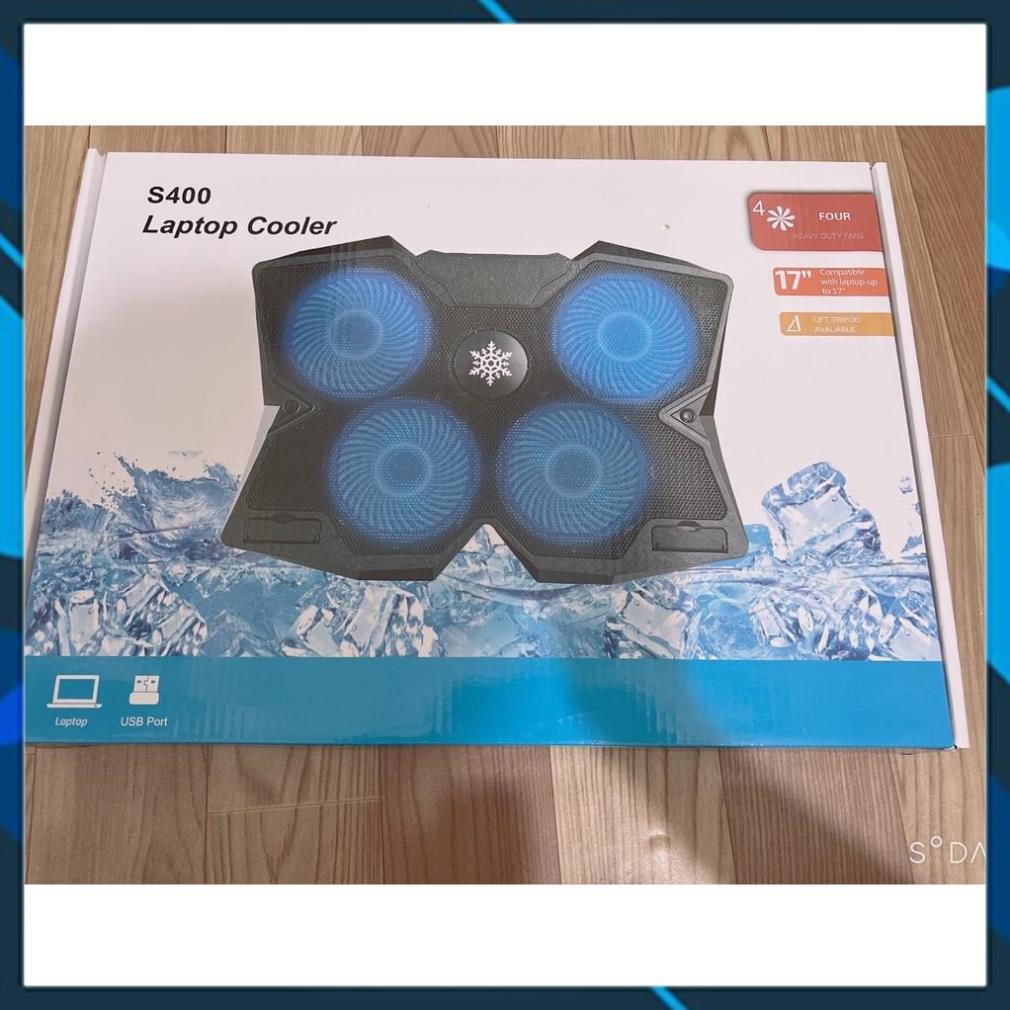 Đế Tản Nhiệt Laptop Cooling Pad S400 4 FAN  có led.Hàng khủng cho laptop gaming