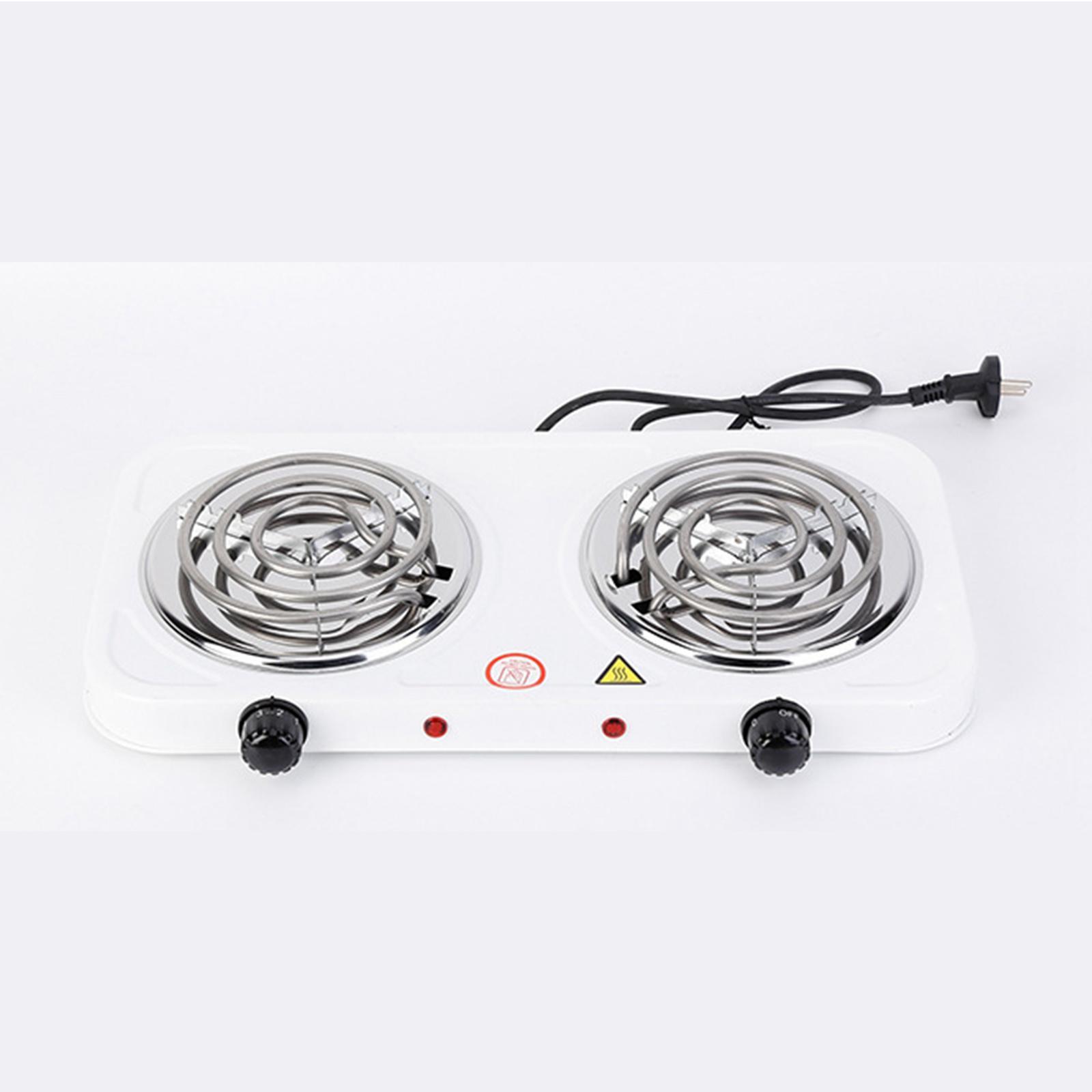 Electric Double Coil Burner Home Outdoor with Power Indicator Lights Compact