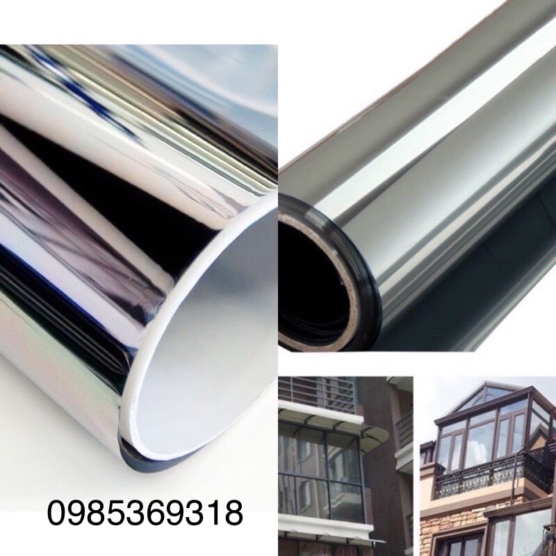 Tấm Film Dán kính phản Quang cách nhiệt chống tia UV 99%, Decal dán cửa băm phòng nhà ở keo sẵn bóc ra dán