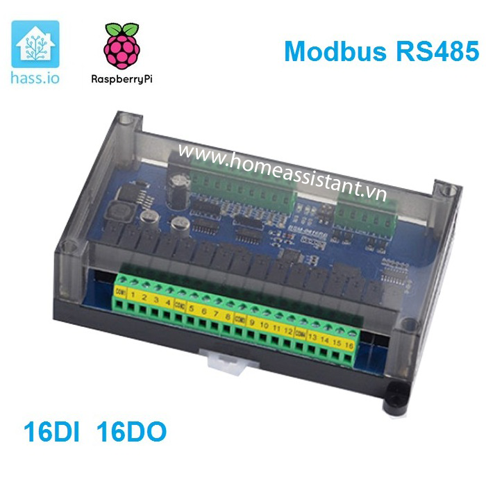 Công Tắc Điều Khiển Bật Tắt IO 16 Cổng Modbus RS485 BMS16 (Hỗ Trợ Homeassistant)