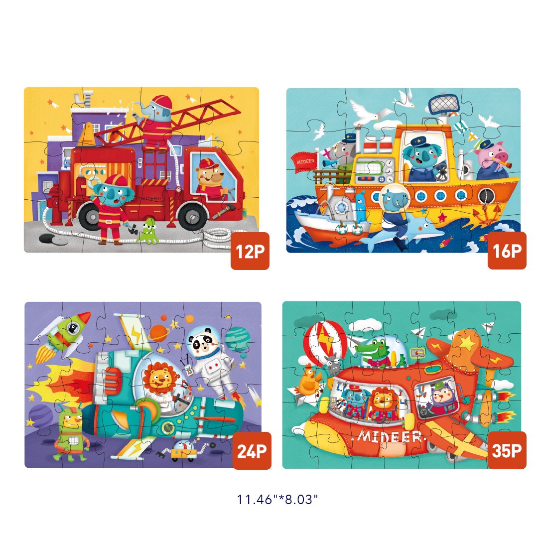 Đồ Chơi Xếp Hình Mideer Level Up Puzzle Set 4in1 (04 tranh 12-16-24-35 mảnh ghép) - Dành cho bé từ 3 tuổi