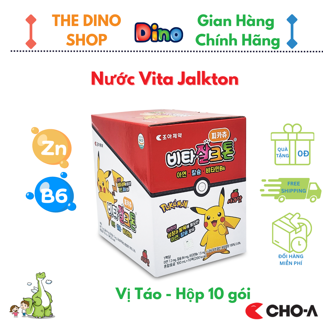 Nước Uống Vita Jalkton Vị Táo Bổ Sung Kẽm Và Vitamin B6 Giúp Trẻ Ăn Ngon (Hộp 10 gói)
