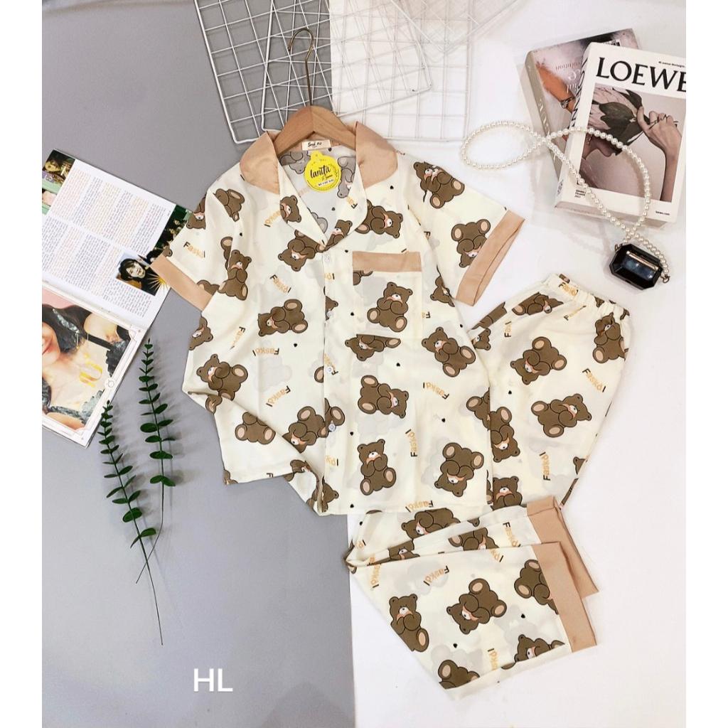 Đồ bộ nữ pijama mặc nhà, bộ ngủ dễ thương freesize vải lụa dưới 55kg quần dài áo cộc -xshop18