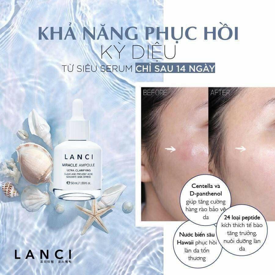 Serum Ampoule Lanci dưỡng trắng da chống lão hoá, giảm nếp nhăn, phục hồi tái tạo da - 50ml