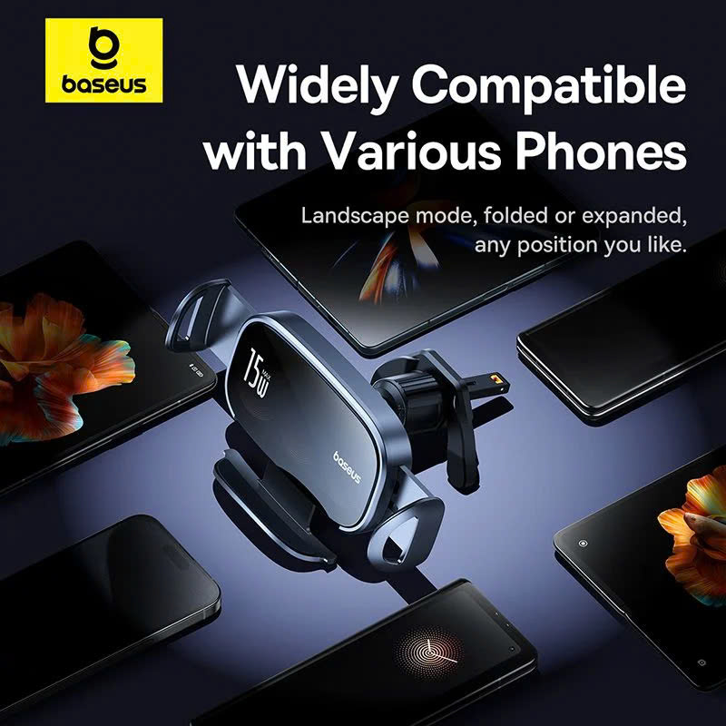 Giá Đỡ Điện Thoại Ô Tô Baseus Lightchaser Series Triple-Coil Wireless Charging Electric Car Mount (Sạc không dây 15W) [ hàng chính hãng ]