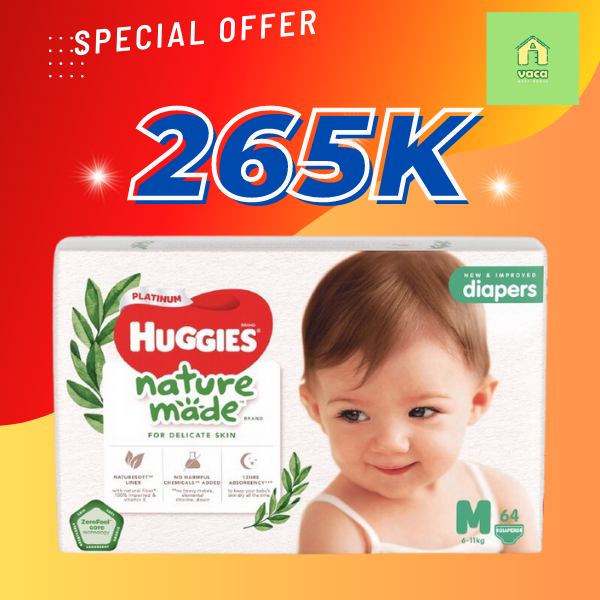 Tã Dán Siêu Cao Cấp Huggies Platinum Naturemade M64