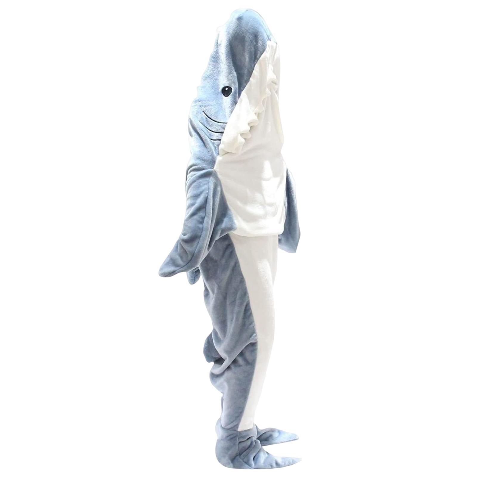 Blanket Wearable Shark Sleeping Bag Blanket Hoodie Sleep Dress Flannel Sleepwear Cute Plush Cozy Cosplay Costume for Celebration