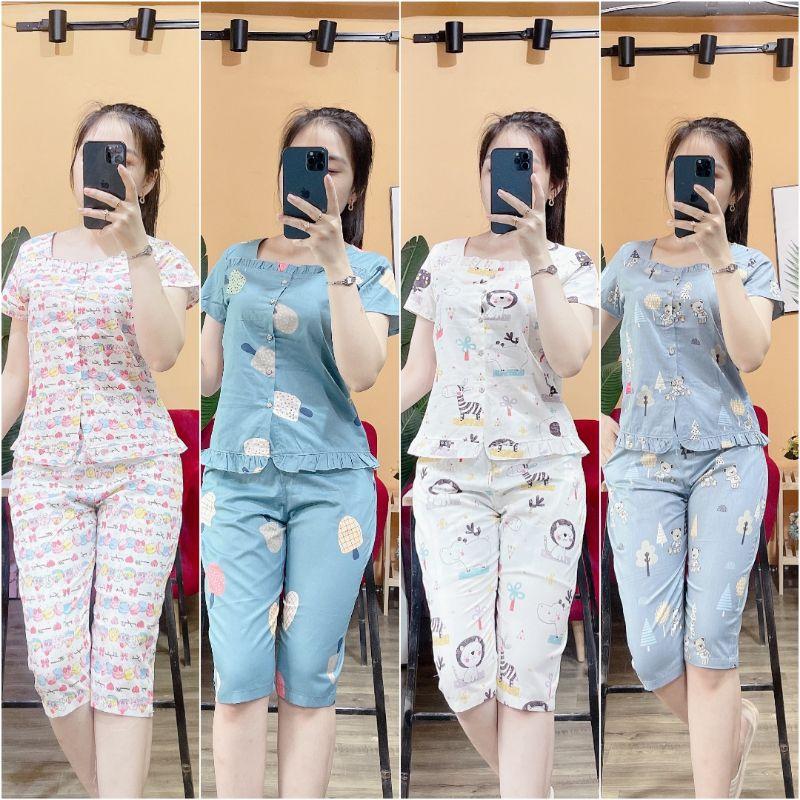 Đồ bộ mặc nhà cổ vuông ảnh thật