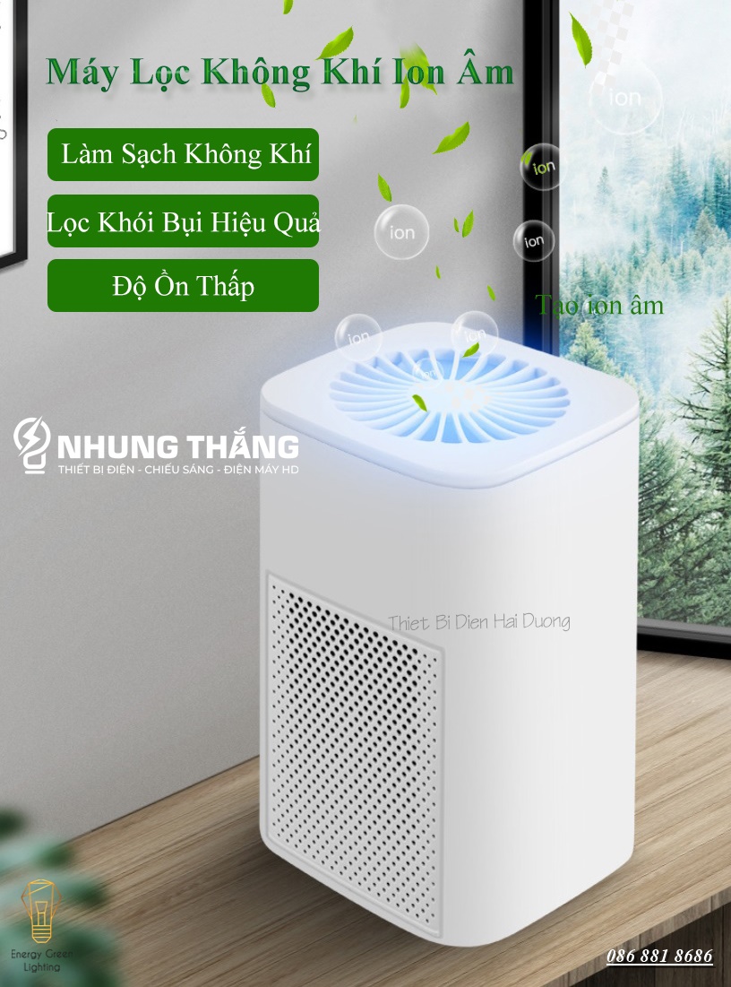 Máy Lọc Không Khí Mini Tạo Ion Âm - Khử Mùi Thu ốc Lá Trong Ôtô, Khử Mùi Nhà Vệ Sinh, Mùi Nấu Bếp Với Công Nghệ Lọc Hepa