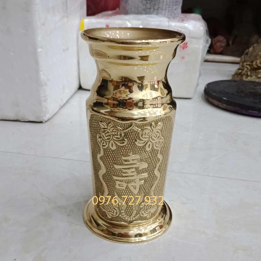 Ống cắm hương bằng đồng, ống đựng nhang bằng đồng cao 21cm