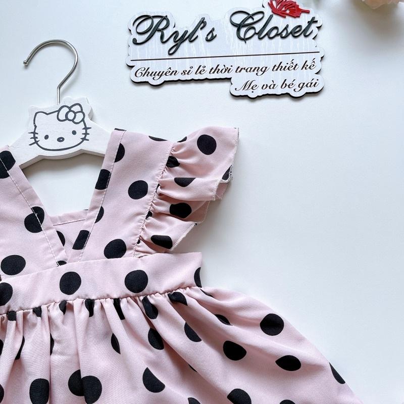 Váy Lolita Chấm Bi Bé Gái 3 - 12kg Chất Lụa Hàng Châu Mềm Mát