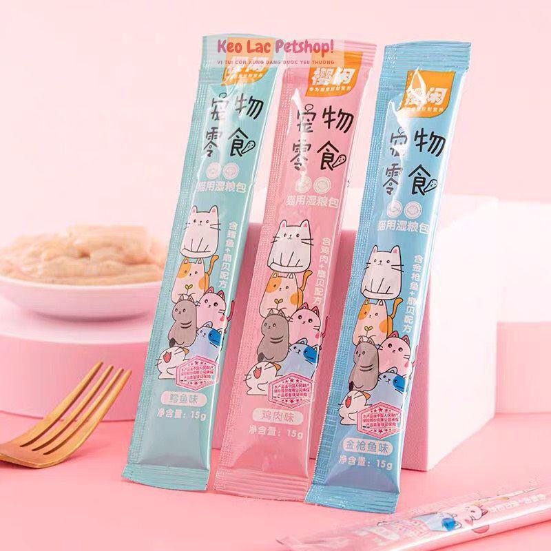 Súp thưởng cho mèo Shizuka thanh 15gr 3 vị Gà, Cá ngừ, Cá hồi