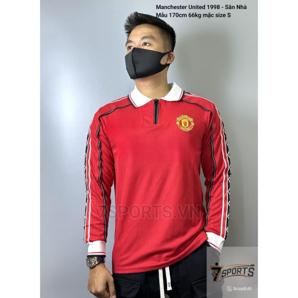 Áo Bóng Đá Retro Manchester United 1998 Tay Dài - Sân Nhà bản cao cấp vải Cotton Polyester