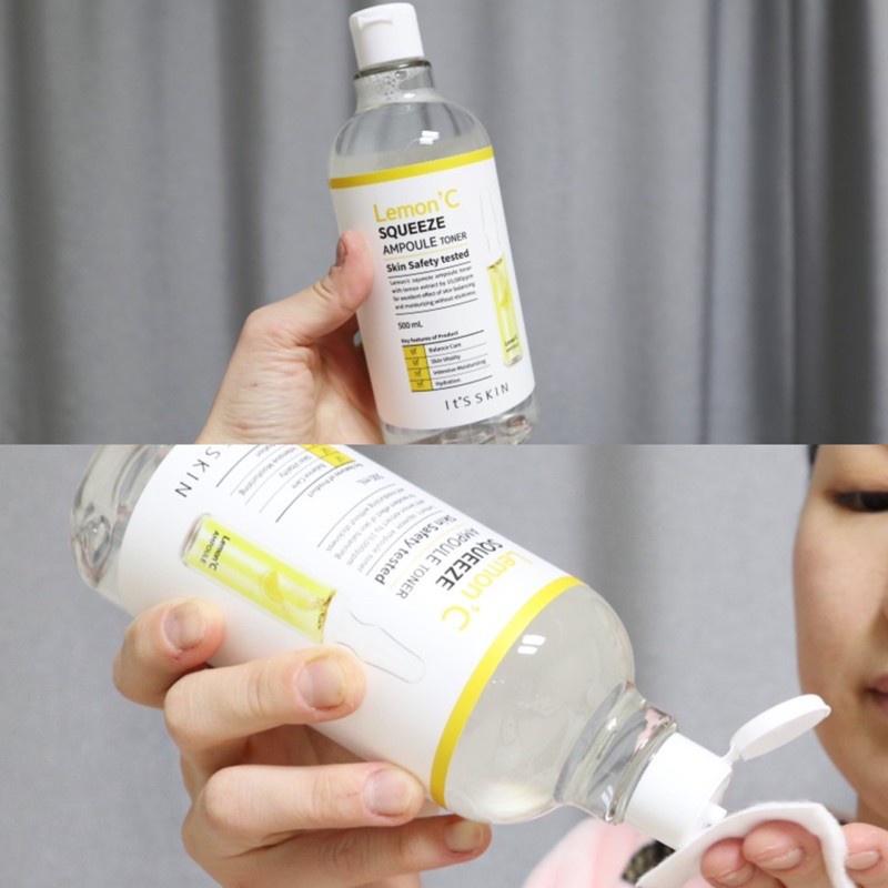 Nước hoa hồng giúp dưỡng ẩm nuôi dưỡng làn da mềm mại It's skin Lemon' C Squeeze Ampoule Toner 500ml