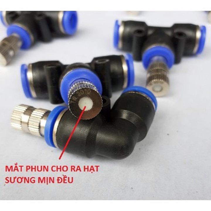 Béc phun sương làm mát inox thân nối nhanh 8mm