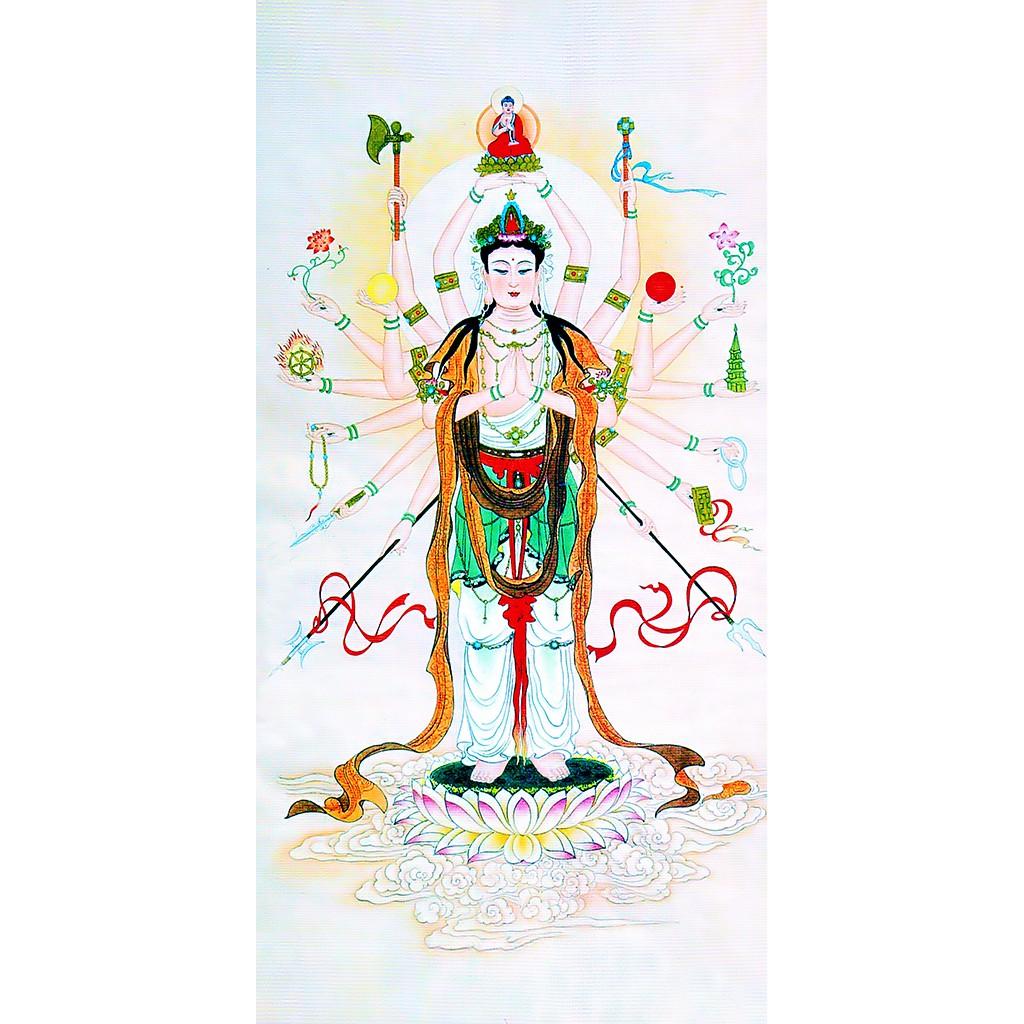 Tranh Phật Adida, Địa Tạng Vương, Quan Âm Tống Tử, Phật Dược Sư 30x60cm