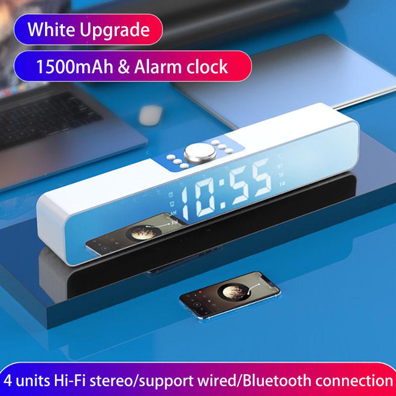 TV LED Sound Bar Đồng hồ báo thức AUX USB Loa Bluetooth không dây có dây Rạp hát tại nhà SoundBar cho PC TV Loa máy tính Màu sắc: G12 Trắng Nâng cấp