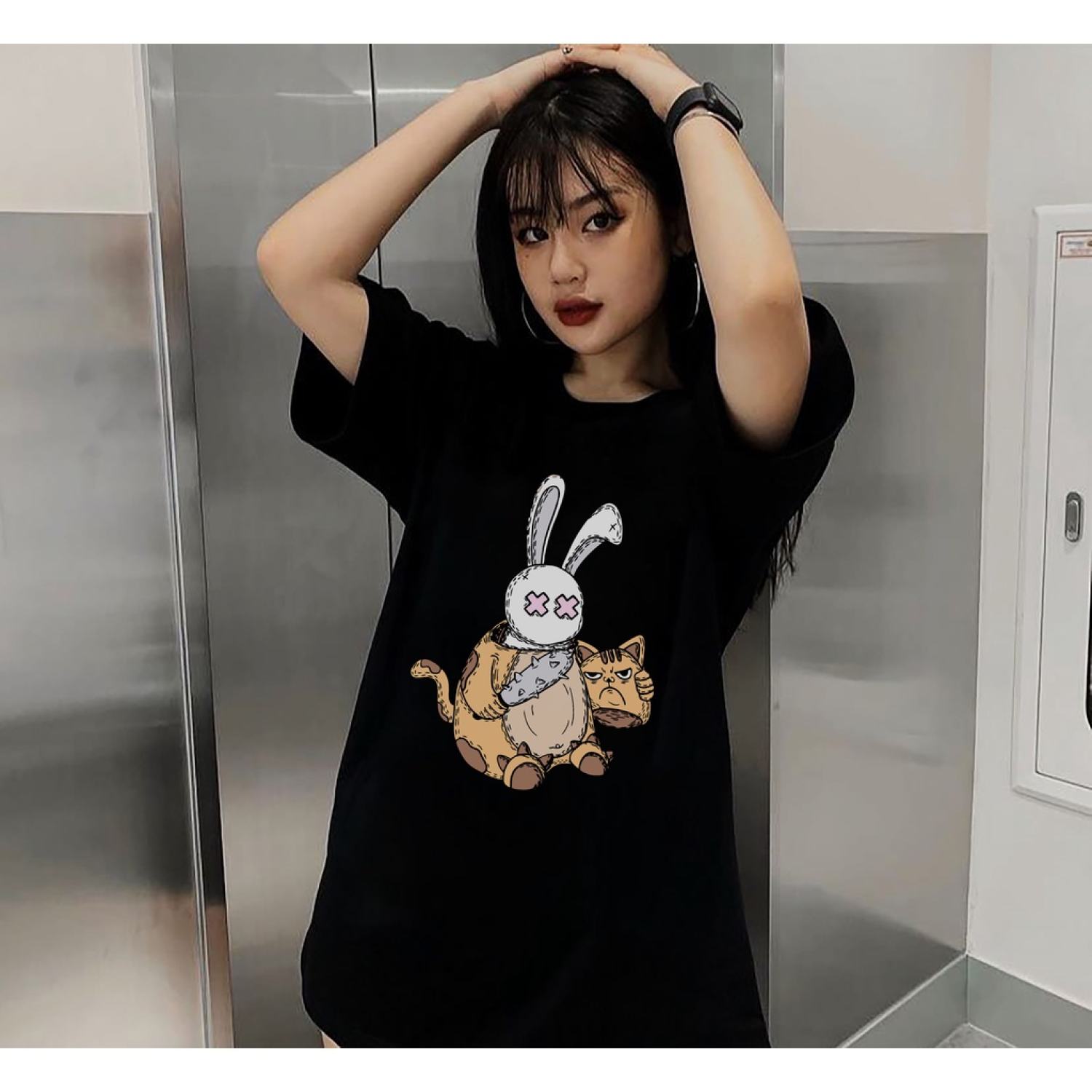 Áo Thun Nam Nữ Rabit Chất Cotton Cao Cấp Dày Mịn Thoáng Mát Form Rộng Tay Lỡ Thời Trang Đường Phố Unisex