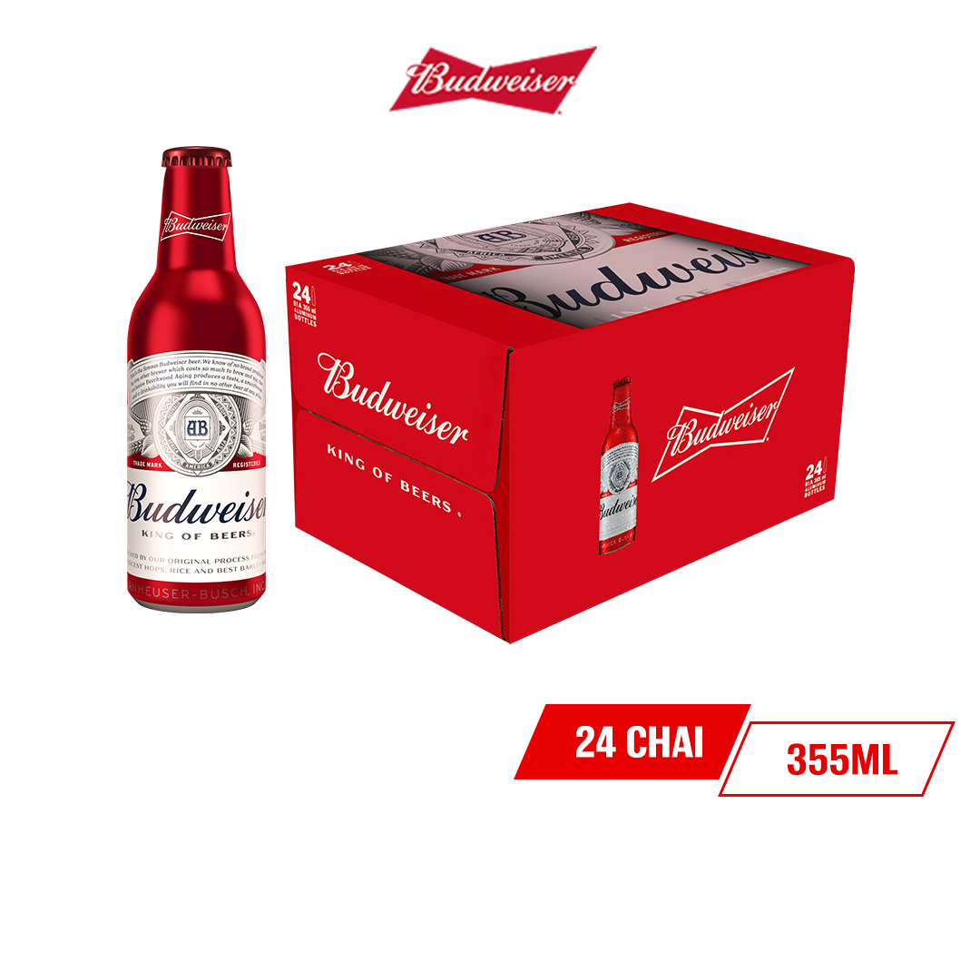 Thùng 24 Chai Budweiser Aluminum Chính Hãng (355ml/ chai)