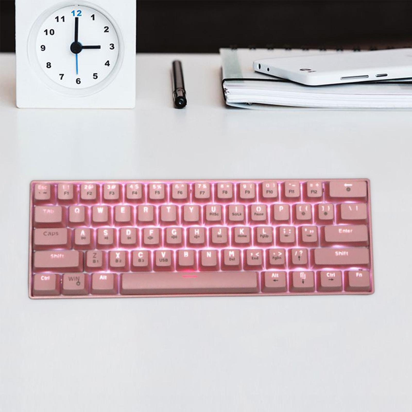 Mechanical Gaming Keyboard Backlit Axis Multi Color RGB for Linux Pink