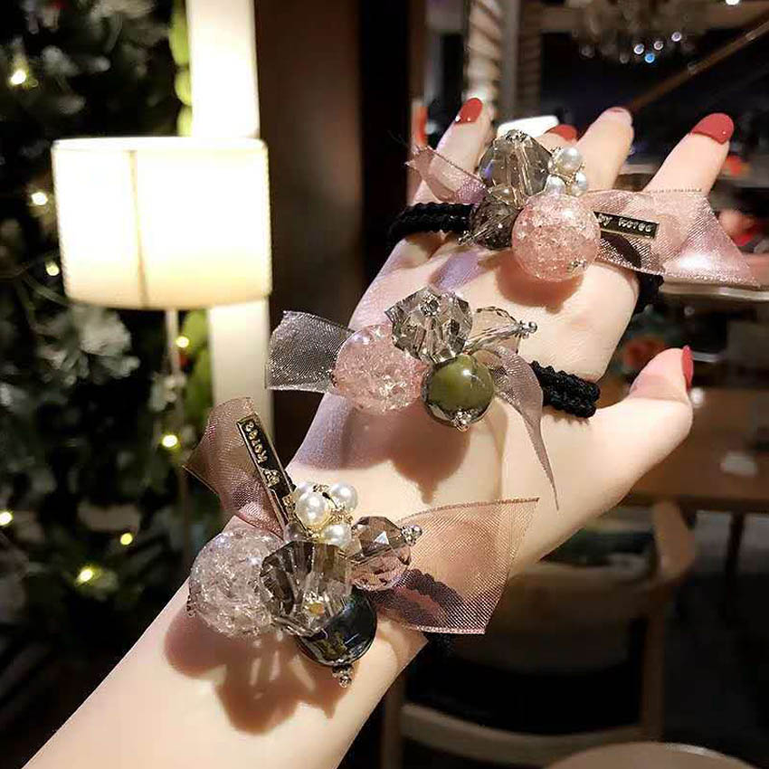 Dây buộc tóc nữ pha lê cao cấp NASI sang trọng dễ thương phong cách hàn quốc thun cột tóc nữ co giãn tốt phụ kiện tóc